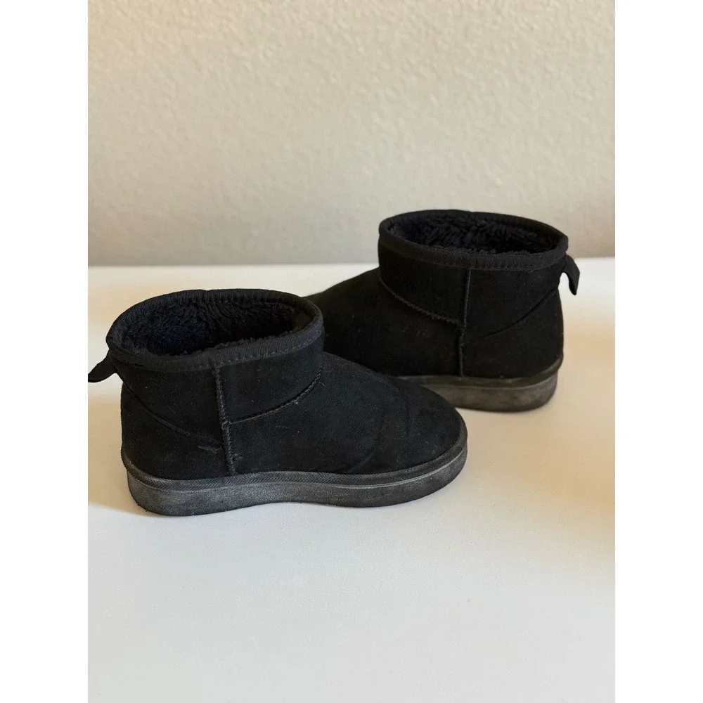 Hurley Kids Black Faux Suede Faux Fur Lined Ankle Boots Size 10 Snow Winter